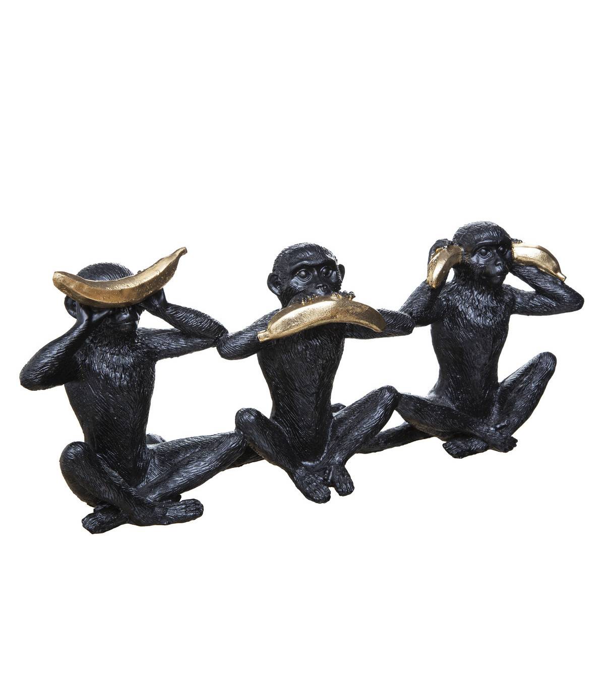 Objet déco Statuette 3 Singes en résine L 40 cm - Image 1