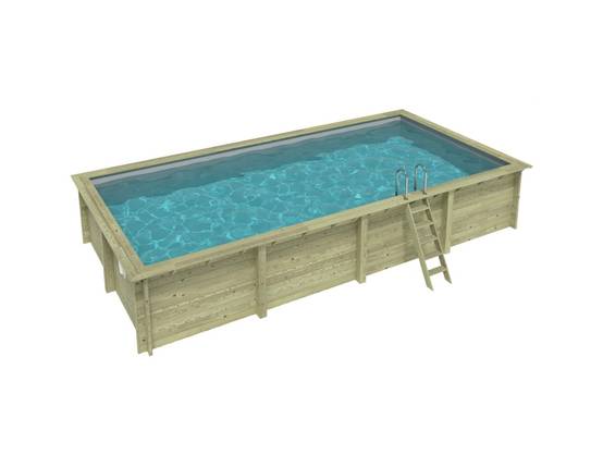 Altanka - Piscine hors sol en bois AQUA 8.5 x 4.35 - H.1.45 m, gris clair, fixations à sceller - BAS7309OSPI2 - ALTANKA - Image 1