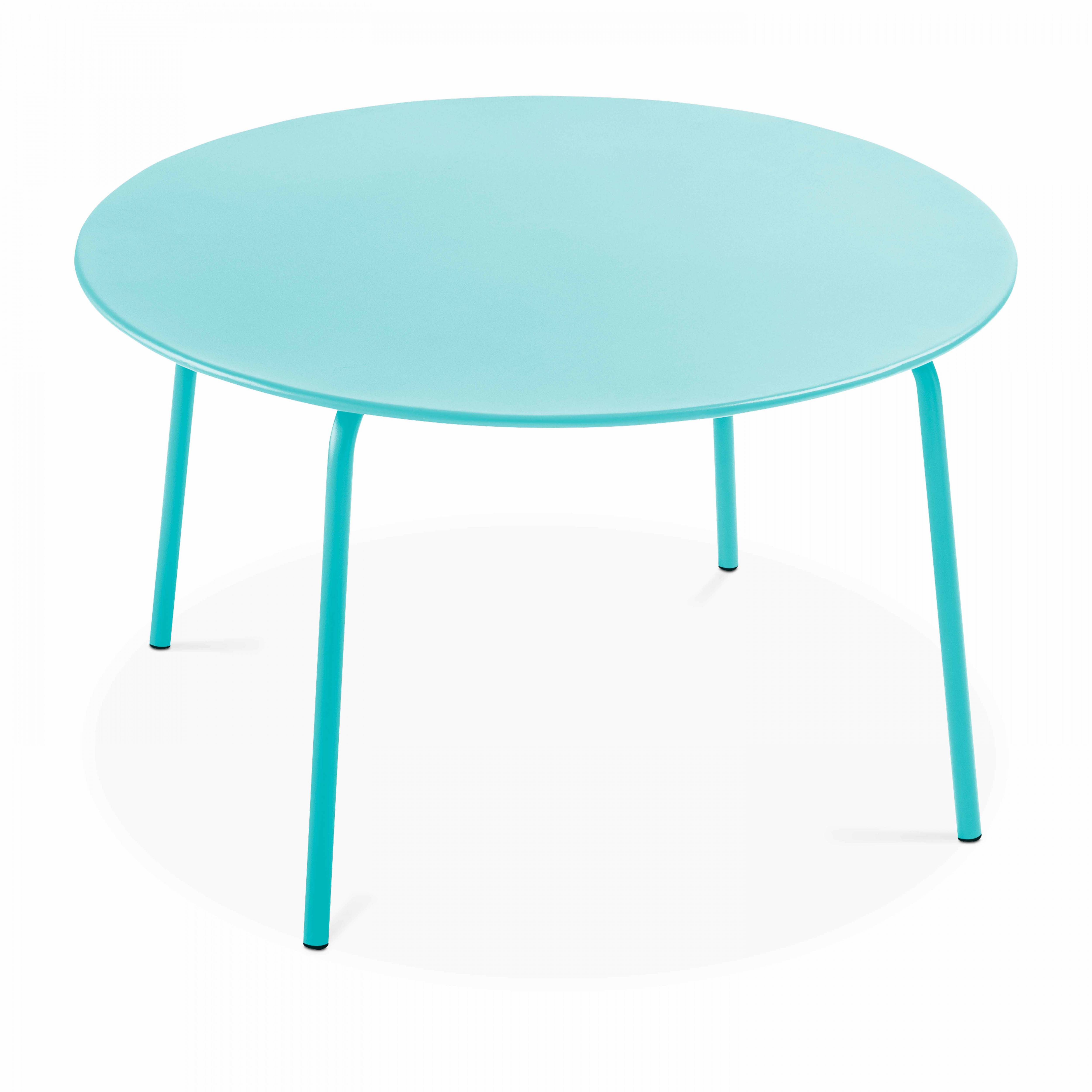 Oviala - Ensemble table de jardin ronde et 6 fauteuils acier turquoise Palavas - Oviala - Image 3