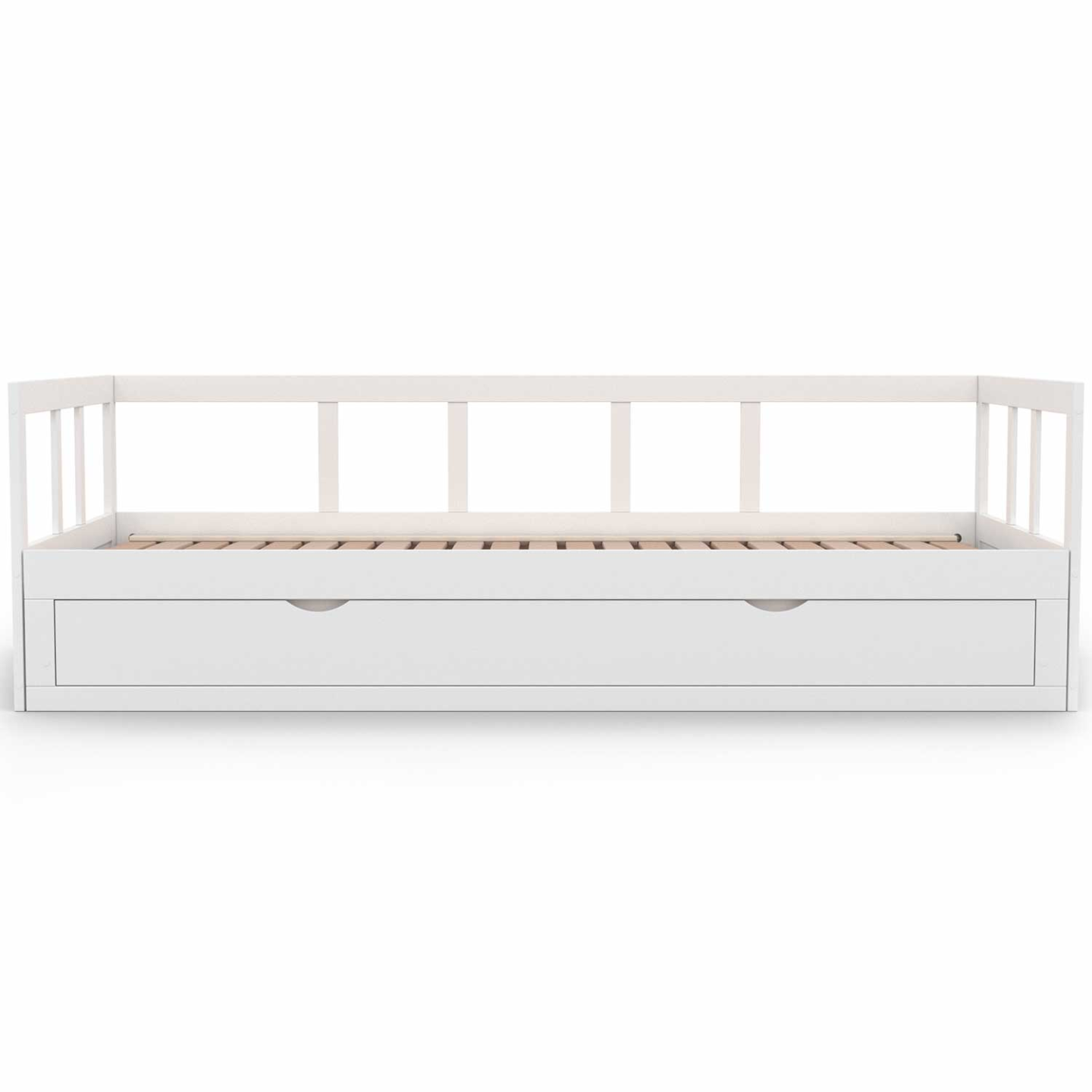 Lit banquette 90 x 190 cm ZOYA convertible 180 x 190 cm blanc avec 1 tiroir de rangement - Image 3