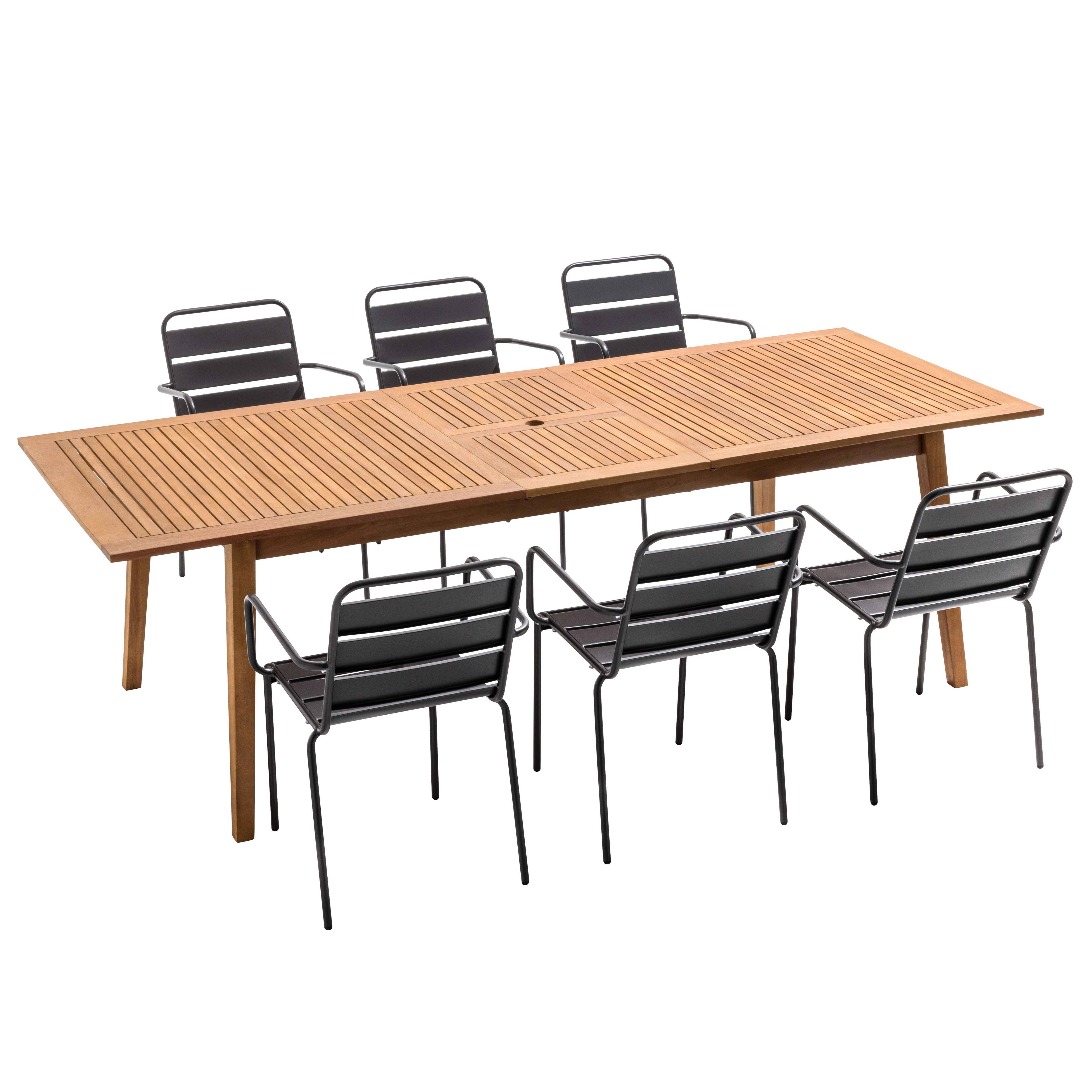 Oviala - Ensemble table de jardin extensible en bois exotique et 6 fauteuils
 Chicago - Oviala - Image 1