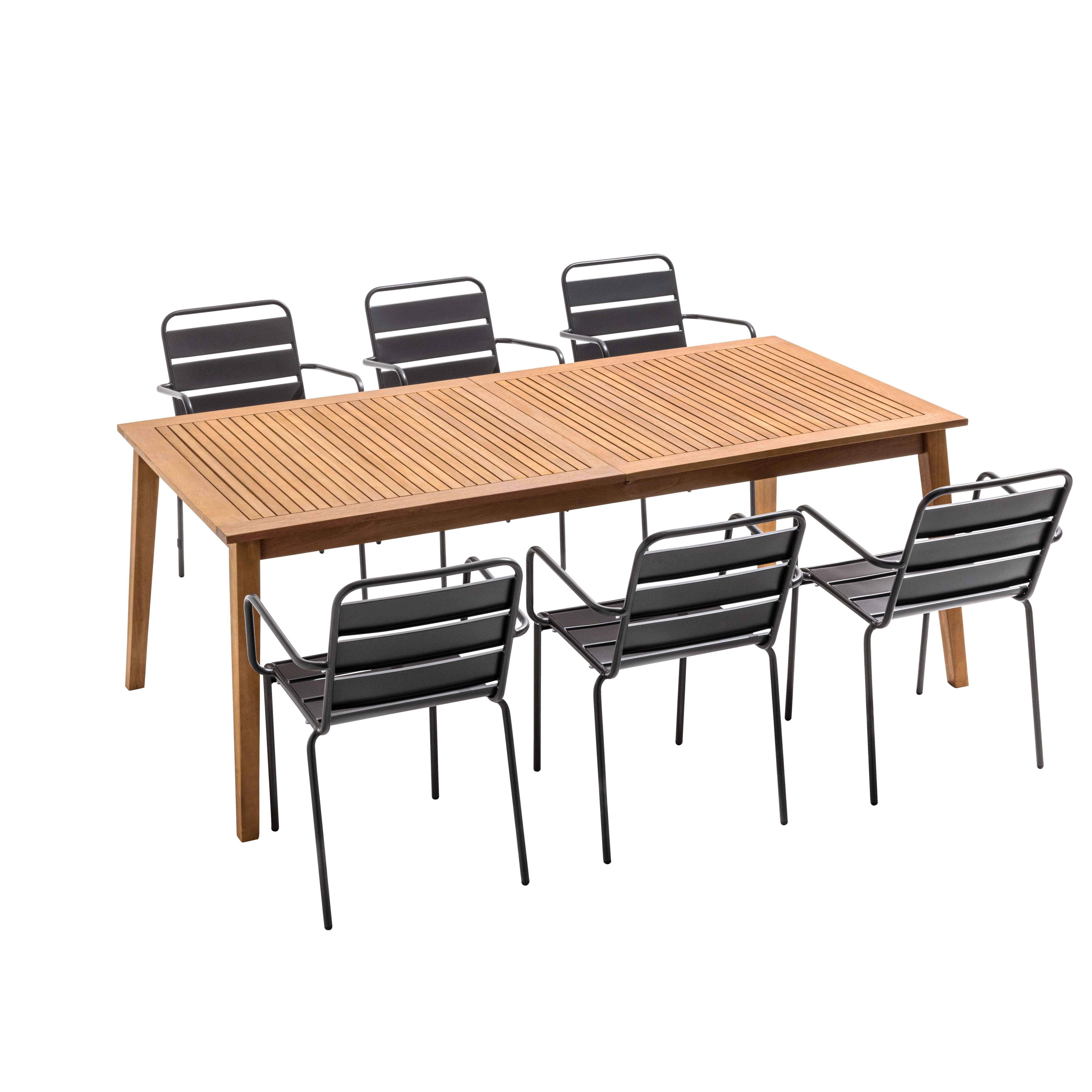 Oviala - Ensemble table de jardin extensible en bois exotique et 6 fauteuils
Chicago - Oviala - Image 4