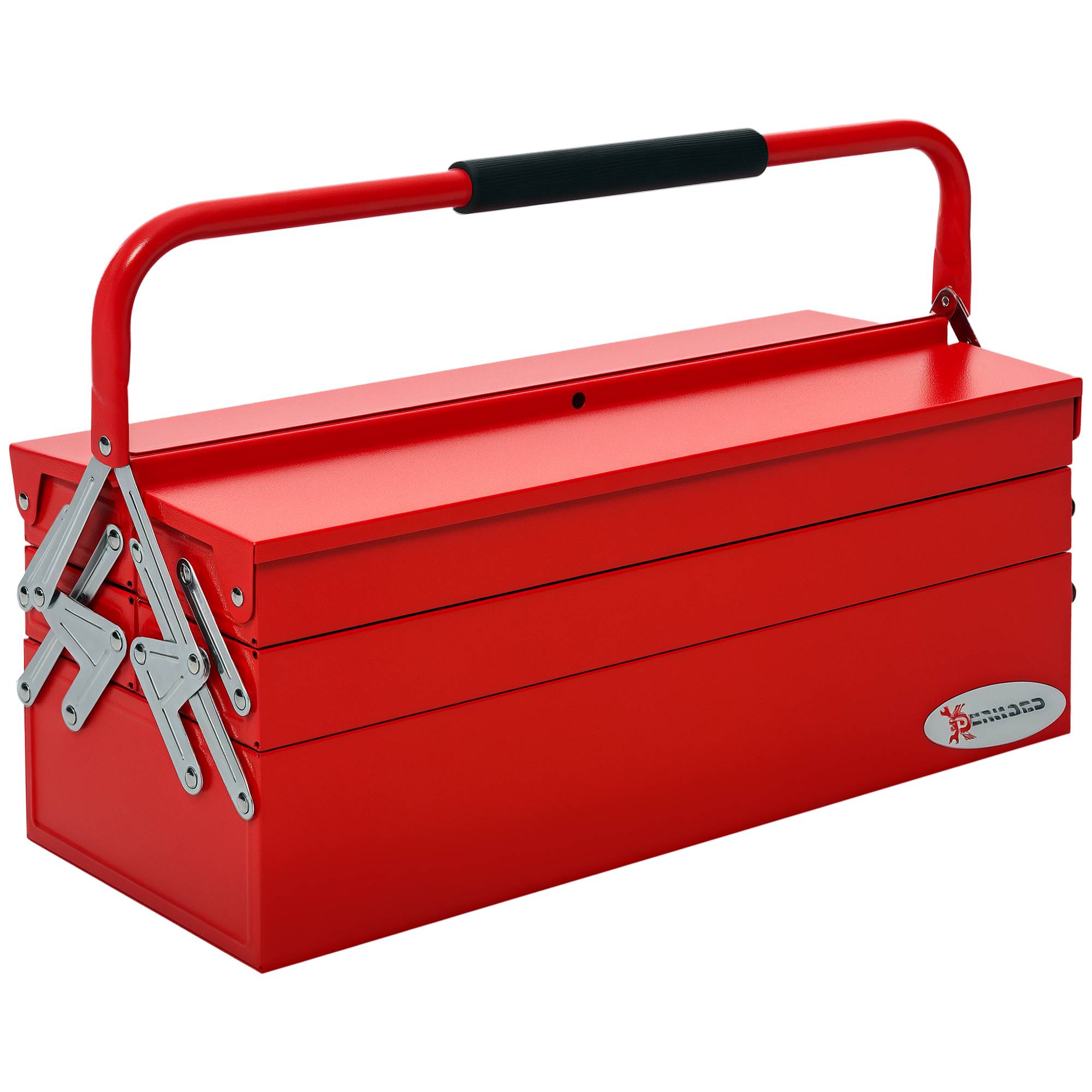Sans Marque - Boîte à outils boîte à outils 5 compartiments à charnières en acier (SPCC) rouge 56 x 20 x 41 cm - Image 1