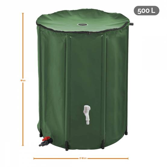 Linxor - Réservoir souple, récupérateur d'eau de pluie pliable - 500 L - Vert - Linxor - Image 2