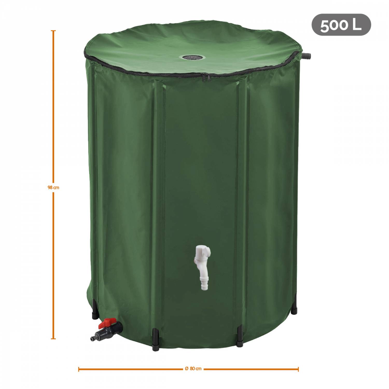 Linxor - Réservoir souple, récupérateur d'eau de pluie pliable - 500 L - Vert - Linxor - Image 2