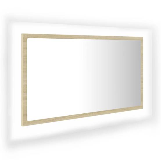 Miroir led de salle de bain 80 x 8,5 x 37 cm acrylique chêne - Image 2
