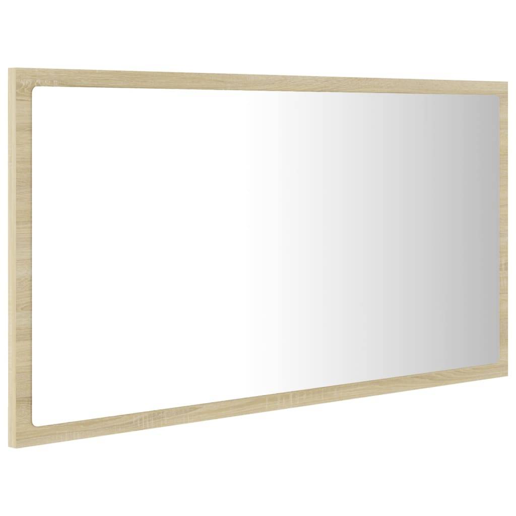 Miroir led de salle de bain 80 x 8,5 x 37 cm acrylique chêne - Image 1