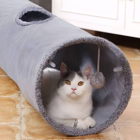 IntiMeg - Tunnel pliable en daim pour chat Gris IntiMeg - Image 6