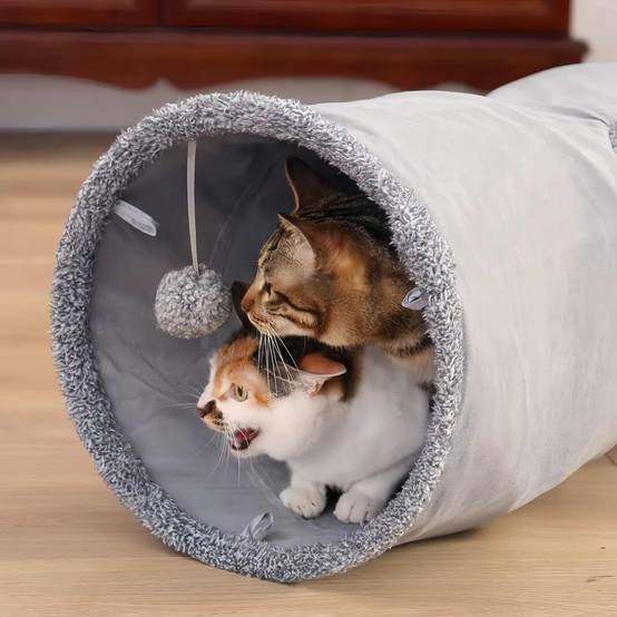 IntiMeg - Tunnel pliable en daim pour chat Gris IntiMeg - Image 3