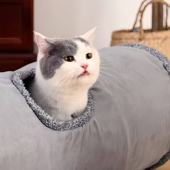 IntiMeg - Tunnel pliable en daim pour chat Gris IntiMeg - Image 7
