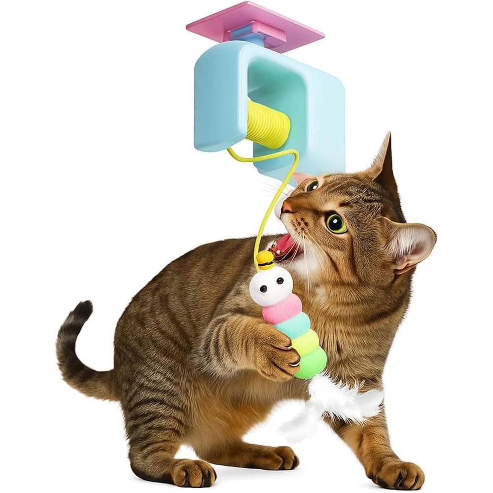 Jouets pour chats-Jouet interactif suspendu pour chat - Automatique avec corde - Installation sans outils -Blue- Living123