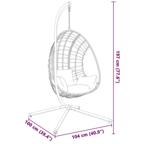 Cadre Porteur pour Fauteuil Œuf Suspendu en Acier Résistant à la Corrosion avec Pied Croisé Universel Noir – ComfortXL Outdoor Living - Image 6