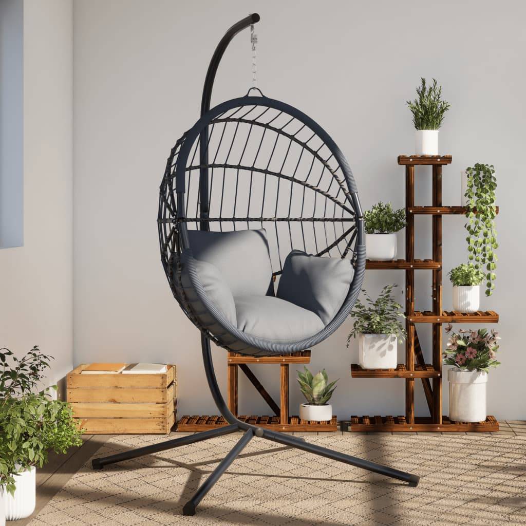 Cadre Porteur pour Fauteuil Œuf Suspendu en Acier Résistant à la Corrosion avec Pied Croisé Universel Noir – ComfortXL Outdoor Living - Image 1