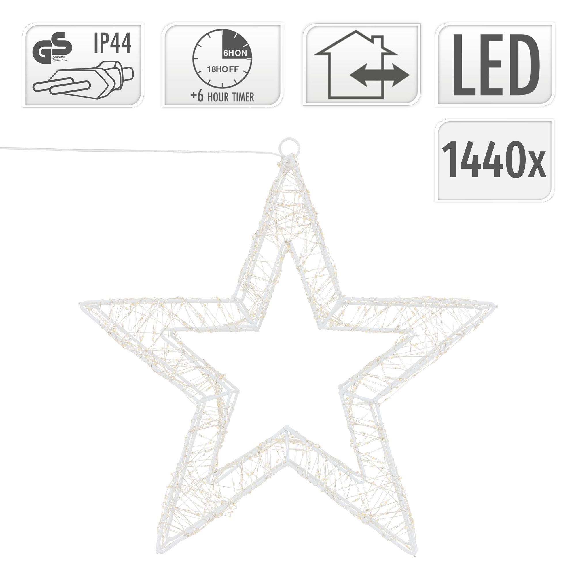 Étoile de Noël LED décoration éclairage lumineuse minuterie  IP44 blanc 50 cm - Image 4