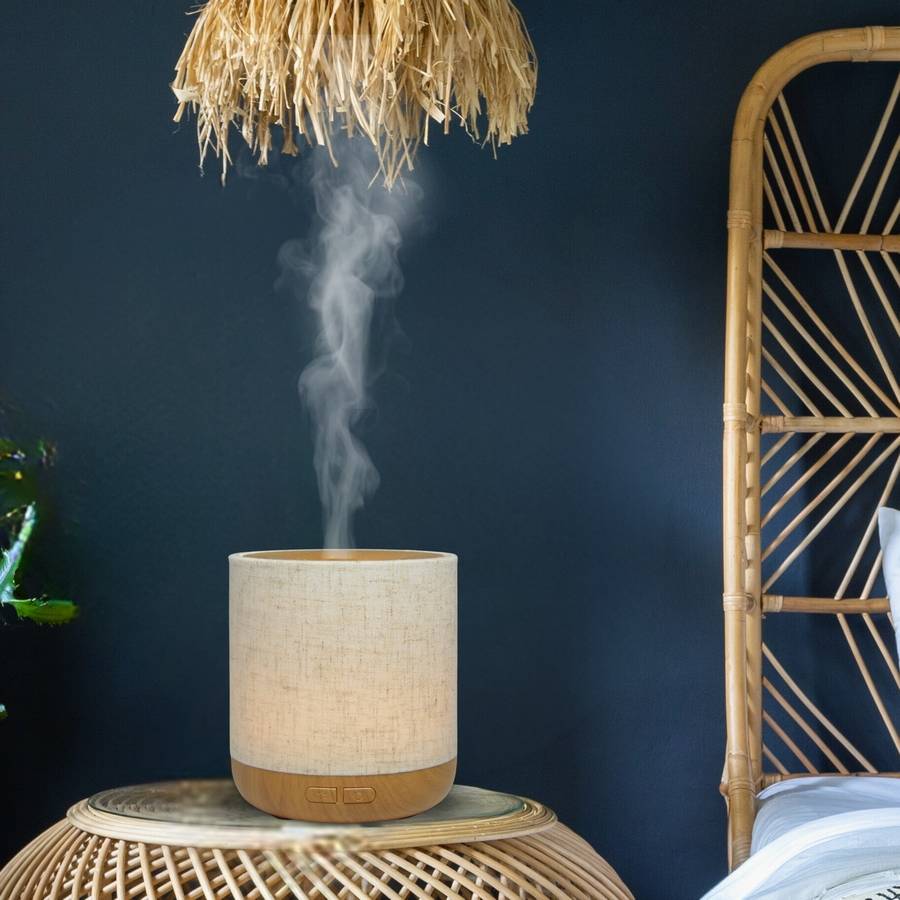 Zen'Arôme Diffuseur Ultrasonique Alesia – Diffusion Huile Essentielle à Froid Aromathérapie - Capot en Toile de Lin et éclairage led - Image 6