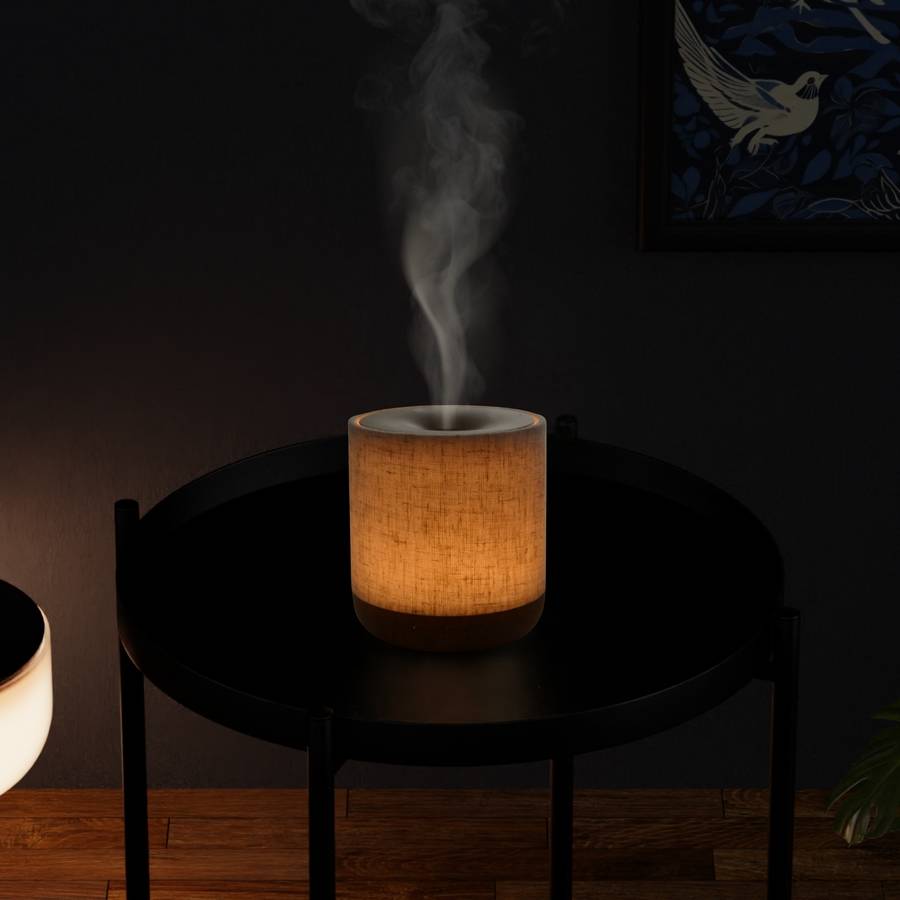 Zen'Arôme Diffuseur Ultrasonique Alesia – Diffusion Huile Essentielle à Froid Aromathérapie - Capot en Toile de Lin et éclairage led - Image 5