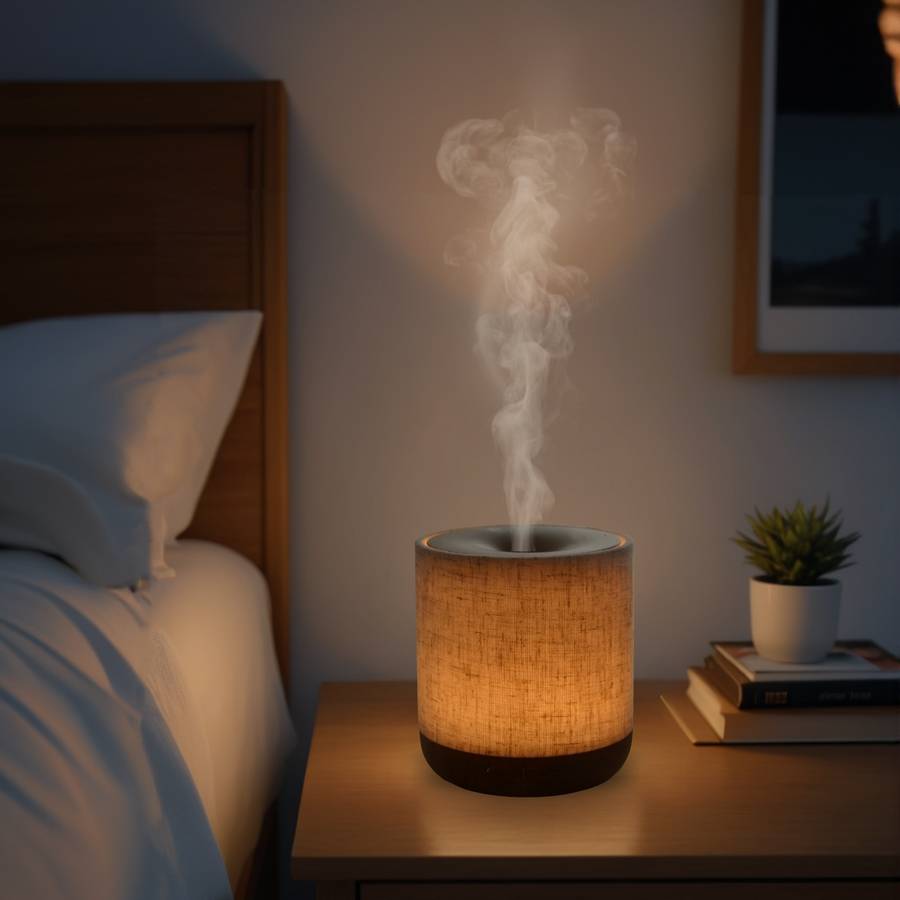 Zen'Arôme Diffuseur Ultrasonique Alesia – Diffusion Huile Essentielle à Froid Aromathérapie - Capot en Toile de Lin et éclairage led - Image 4