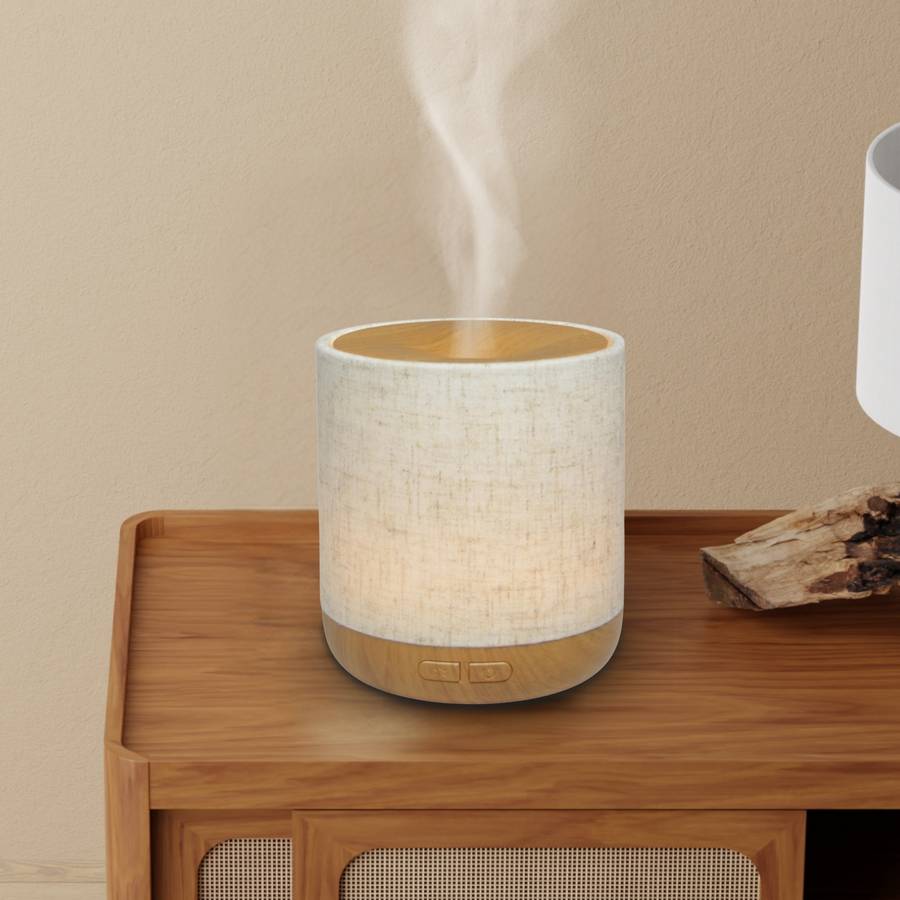 Zen'Arôme Diffuseur Ultrasonique Alesia – Diffusion Huile Essentielle à Froid Aromathérapie - Capot en Toile de Lin et éclairage led