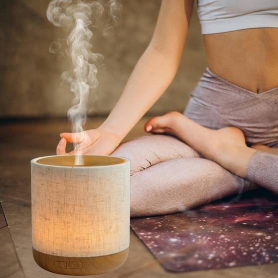 Zen'Arôme Diffuseur Ultrasonique Alesia – Diffusion Huile Essentielle à Froid Aromathérapie - Capot en Toile de Lin et éclairage led - Image 9
