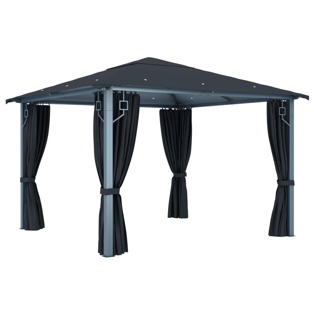Tonnelle Aluminium Anthracite avec Rideau et LED 3 x 3 x 2.7 m - PANGIVO - Image 3