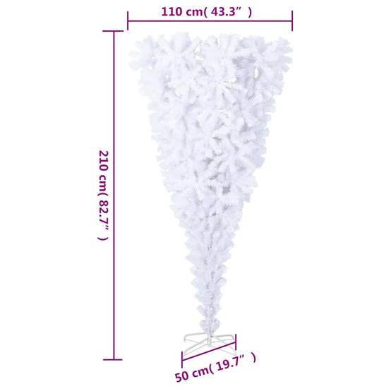 Maison Chic - Sapin de Noël | Arbre de Noël artificiel renversé avec support Blanc 210 cm Maison Chic - Image 8