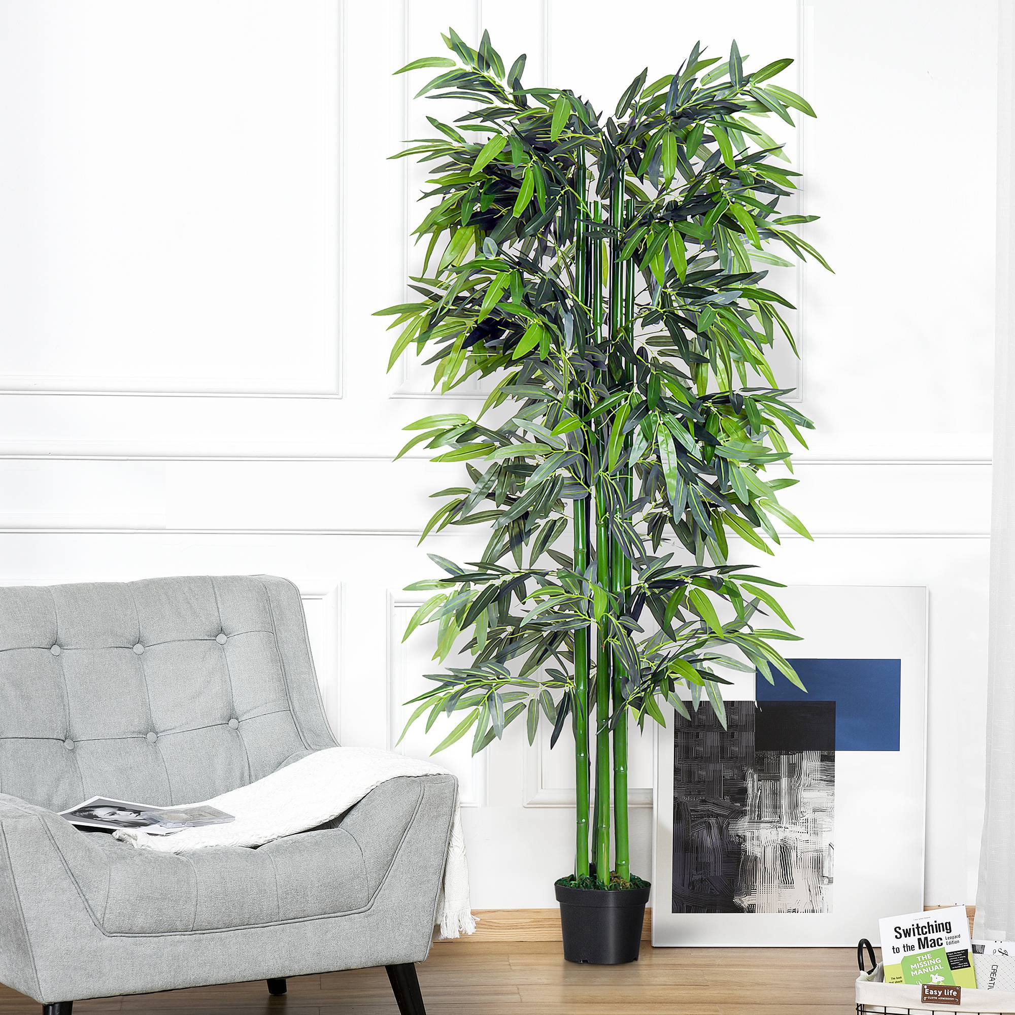 Bambou artificiel XXL plastique décoration salon réalisme parfait 180cm vert - ComfortXL Outdoor Living - Image 3