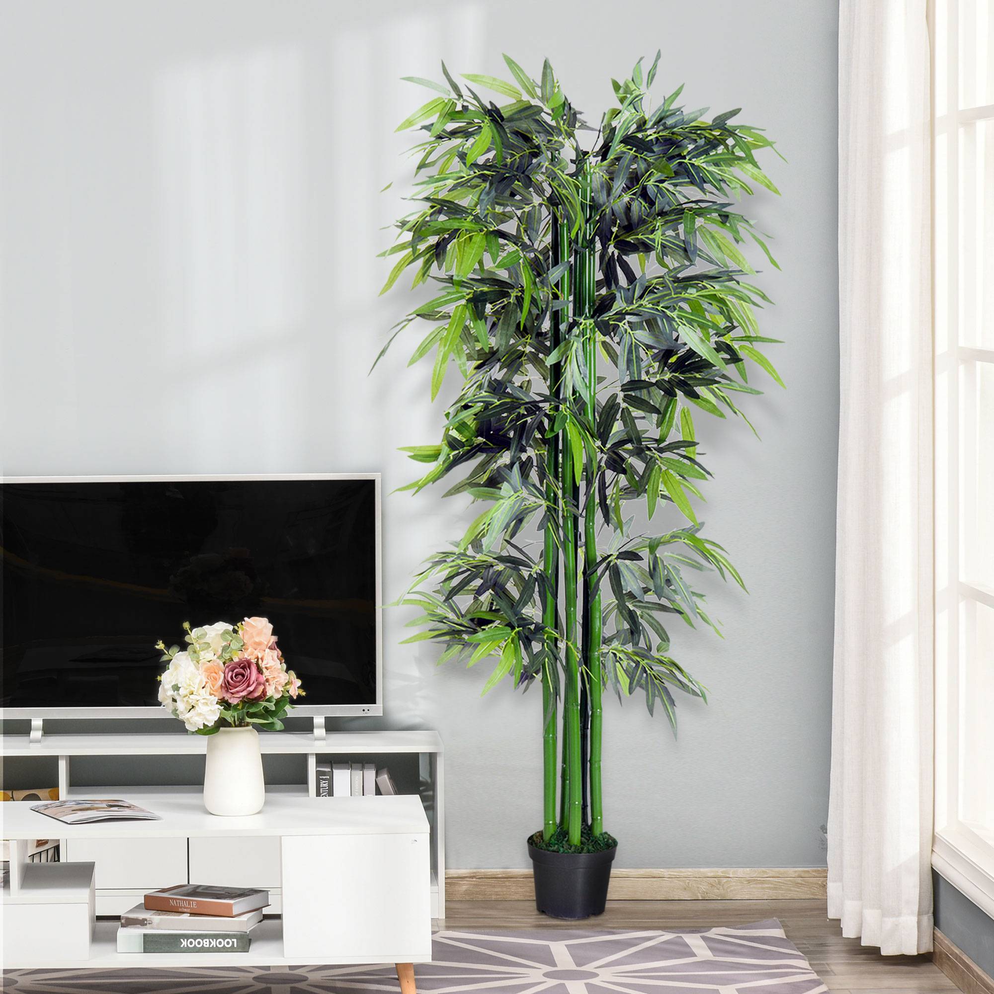 Bambou artificiel XXL plastique décoration salon réalisme parfait 180cm vert - ComfortXL Outdoor Living - Image 4