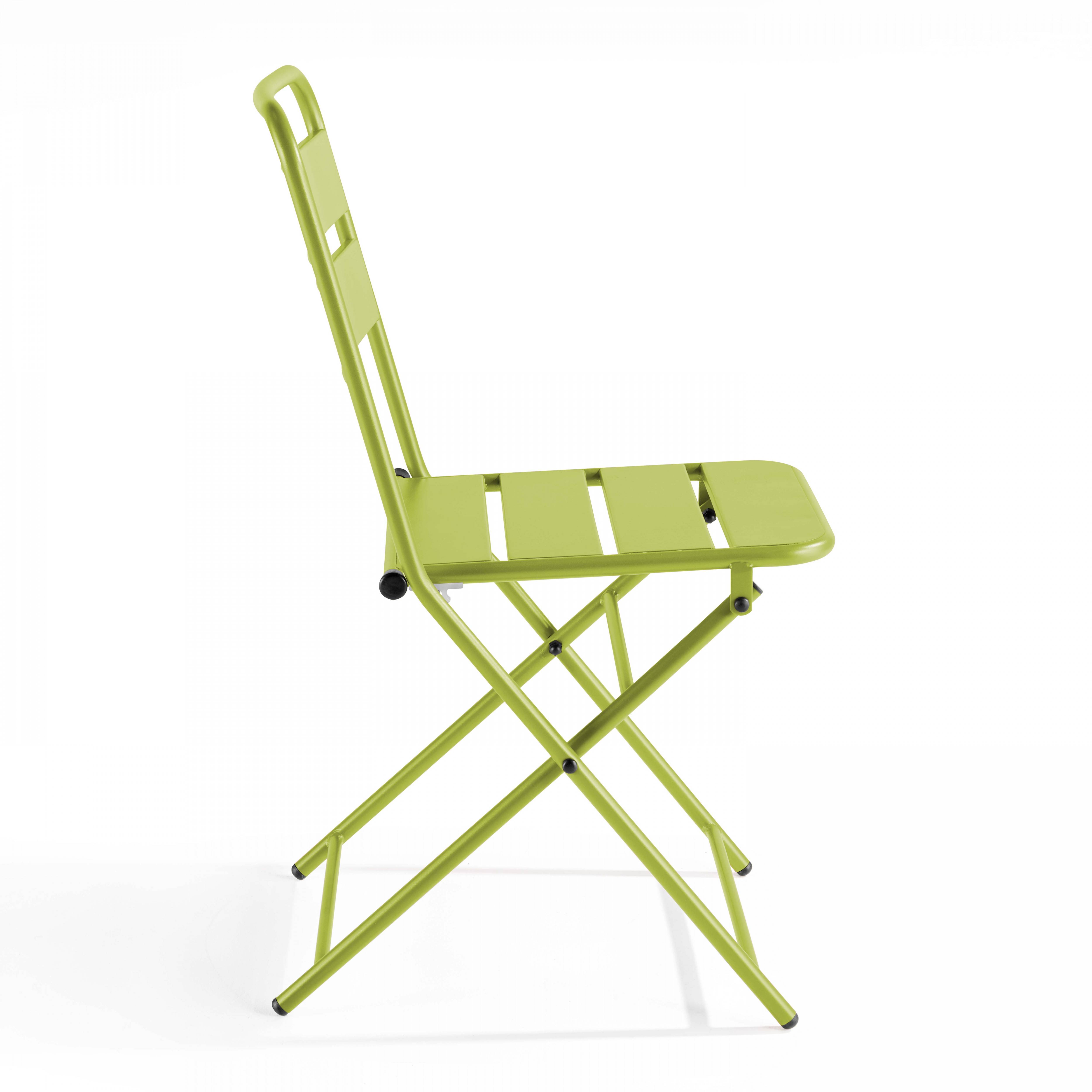 Oviala - Lot de 2 chaises de jardin pliantes en métal vert Palavas - Oviala - Image 6