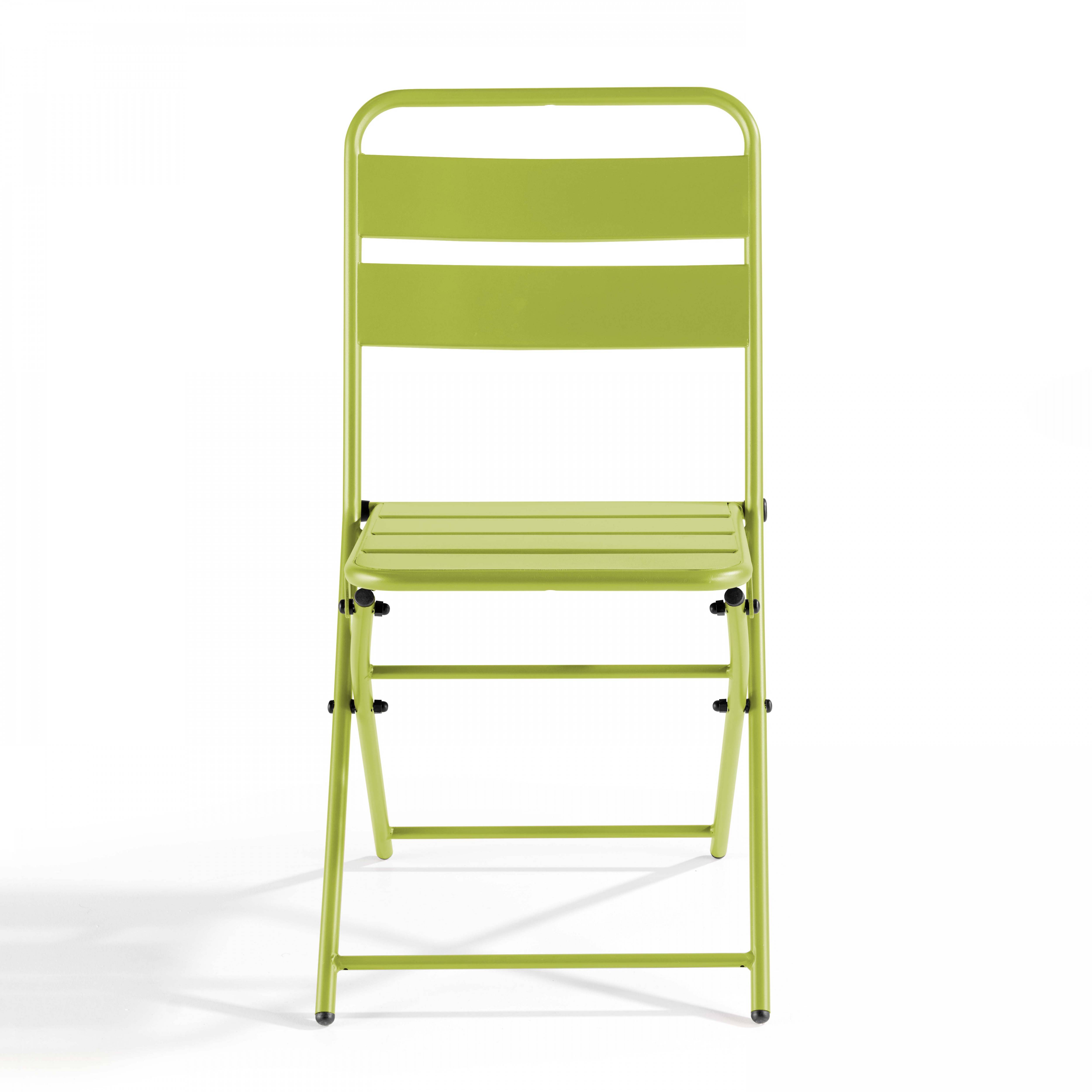 Oviala - Lot de 2 chaises de jardin pliantes en métal vert Palavas - Oviala - Image 3