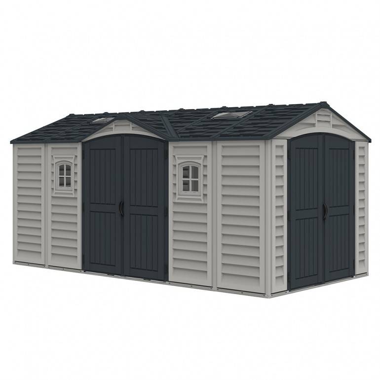 Duramax - Ezooza Abri de Jardin en PVC 12 m² – Apex 15' x 8' Gris Anthracite
