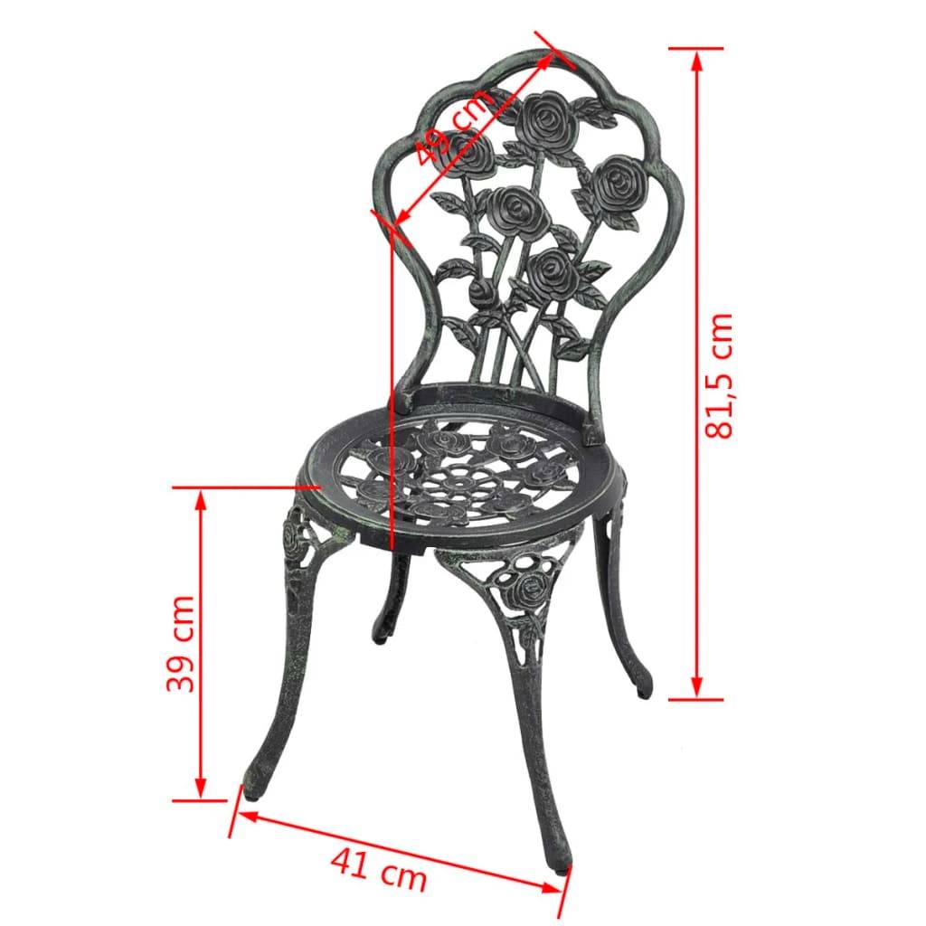 Maison Chic - Lot de 2 Chaises de bistro - Fauteuils de jardin Aluminium coulé Vert HL207 - Image 6
