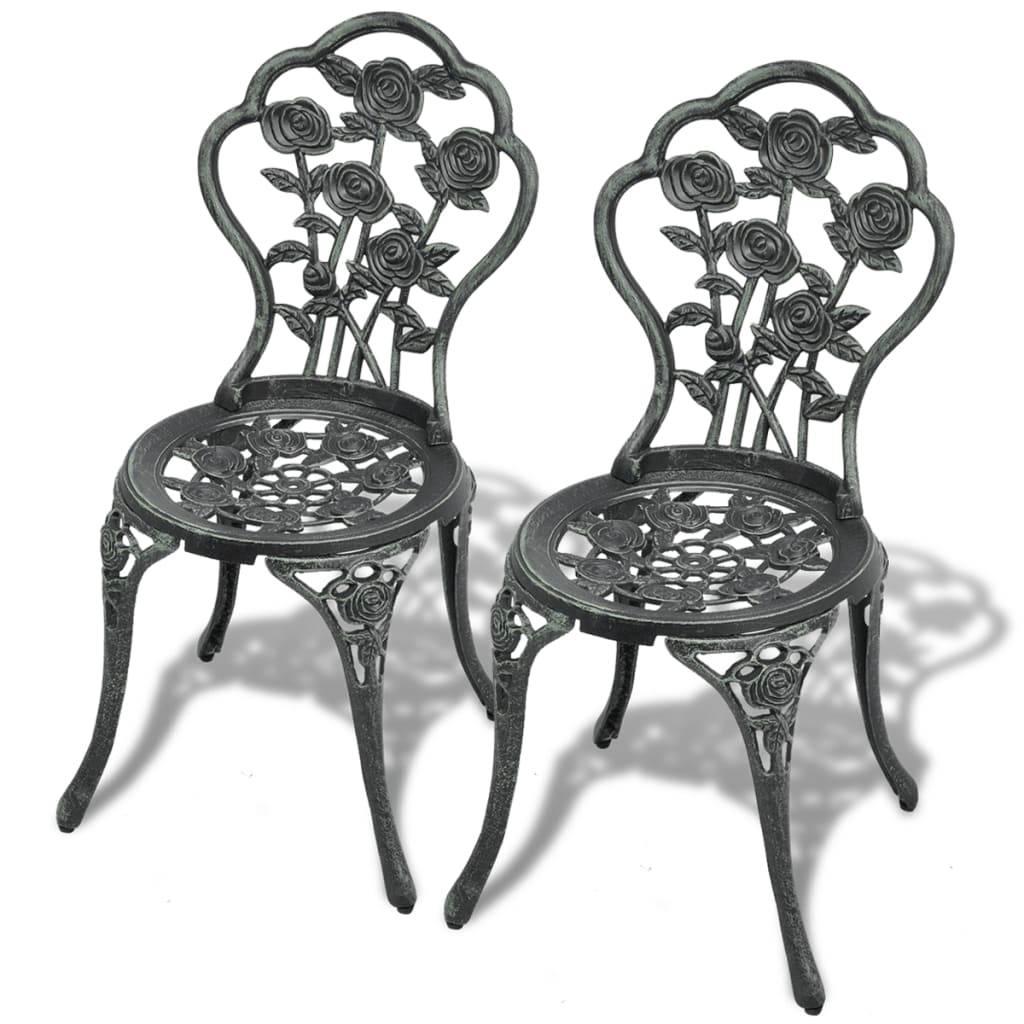 Maison Chic - Lot de 2 Chaises de bistro - Fauteuils de jardin Aluminium coulé Vert HL207 - Image 2
