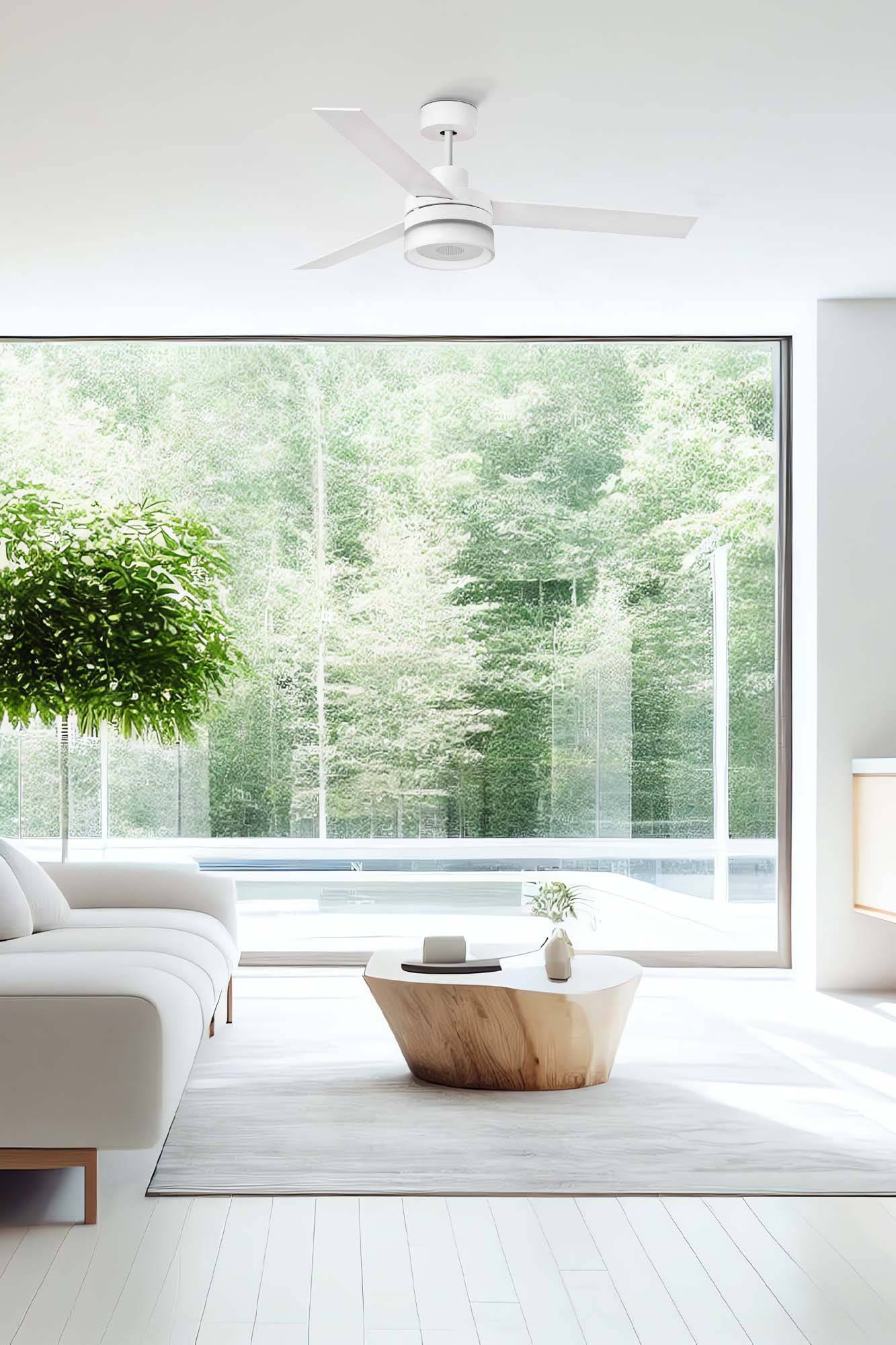 Ventilateur de plafond en acier blanc lignes essentielles durable - Image 1