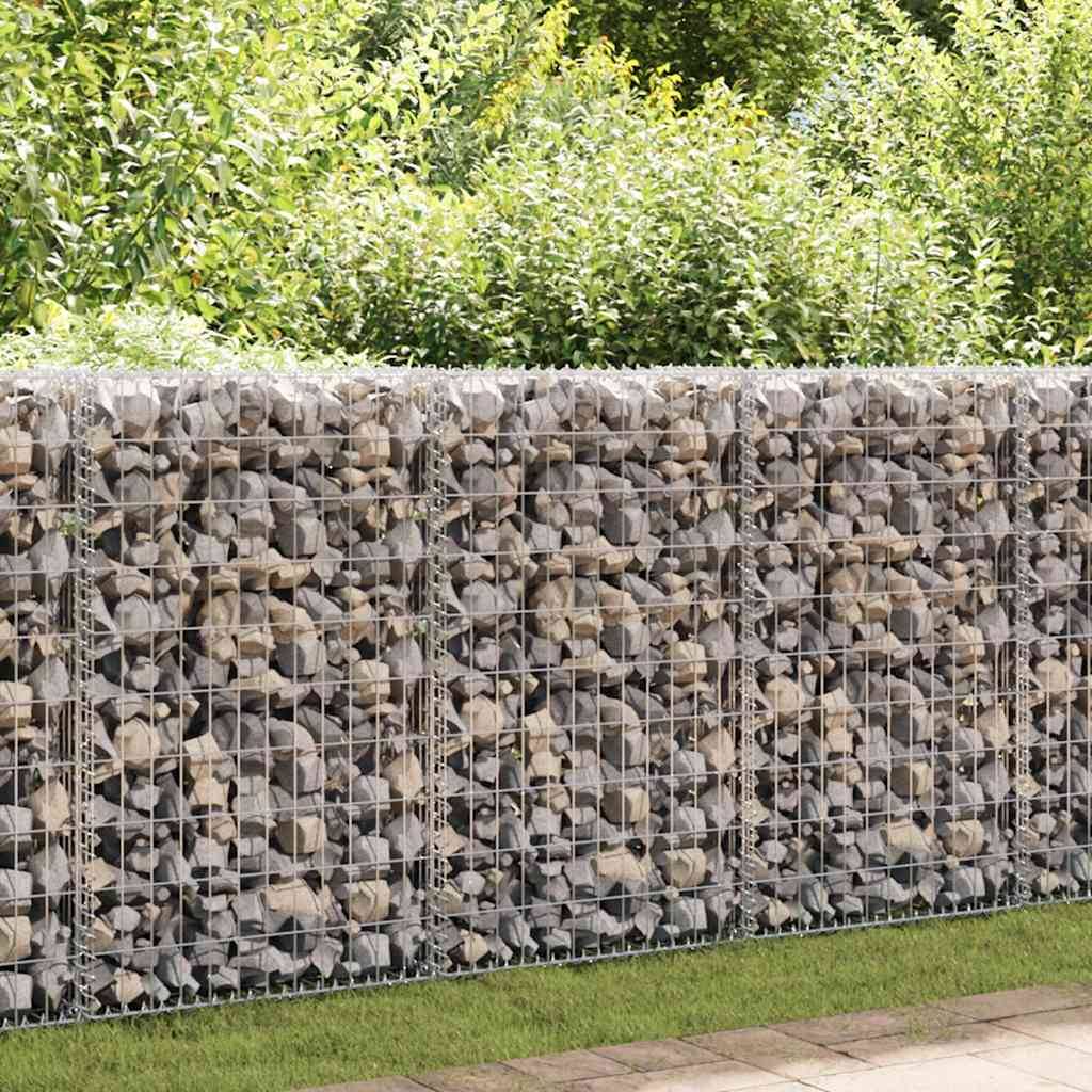 Mur Gabion Grillage Acier Aménagement Jardin Durable Stable 200x60x100cm Argent - ComfortXL Outdoor Living - Image 1