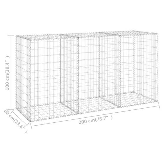 Mur Gabion Grillage Acier Aménagement Jardin Durable Stable 200x60x100cm Argent - ComfortXL Outdoor Living - Image 8
