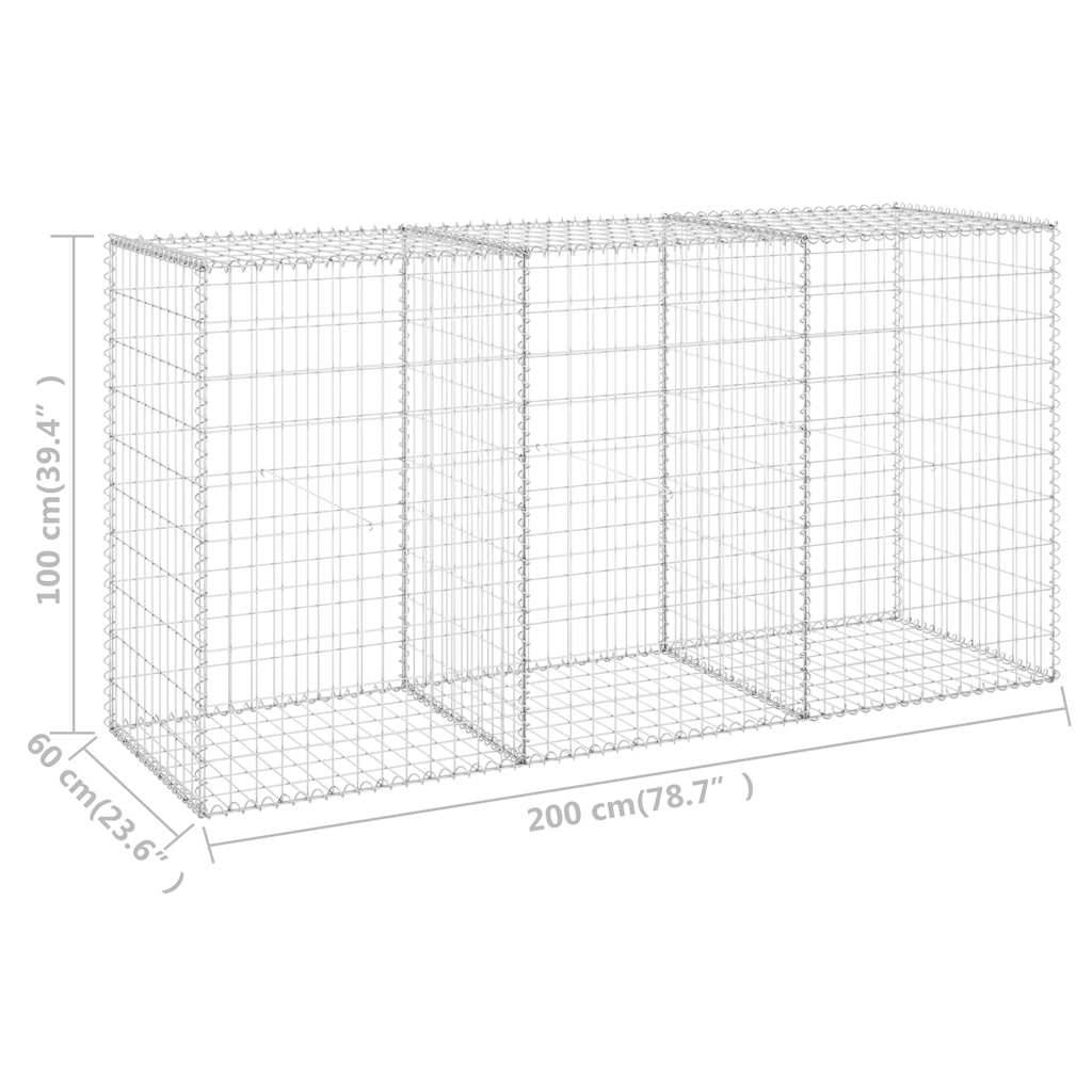 Mur Gabion Grillage Acier Aménagement Jardin Durable Stable 200x60x100cm Argent - ComfortXL Outdoor Living - Image 8
