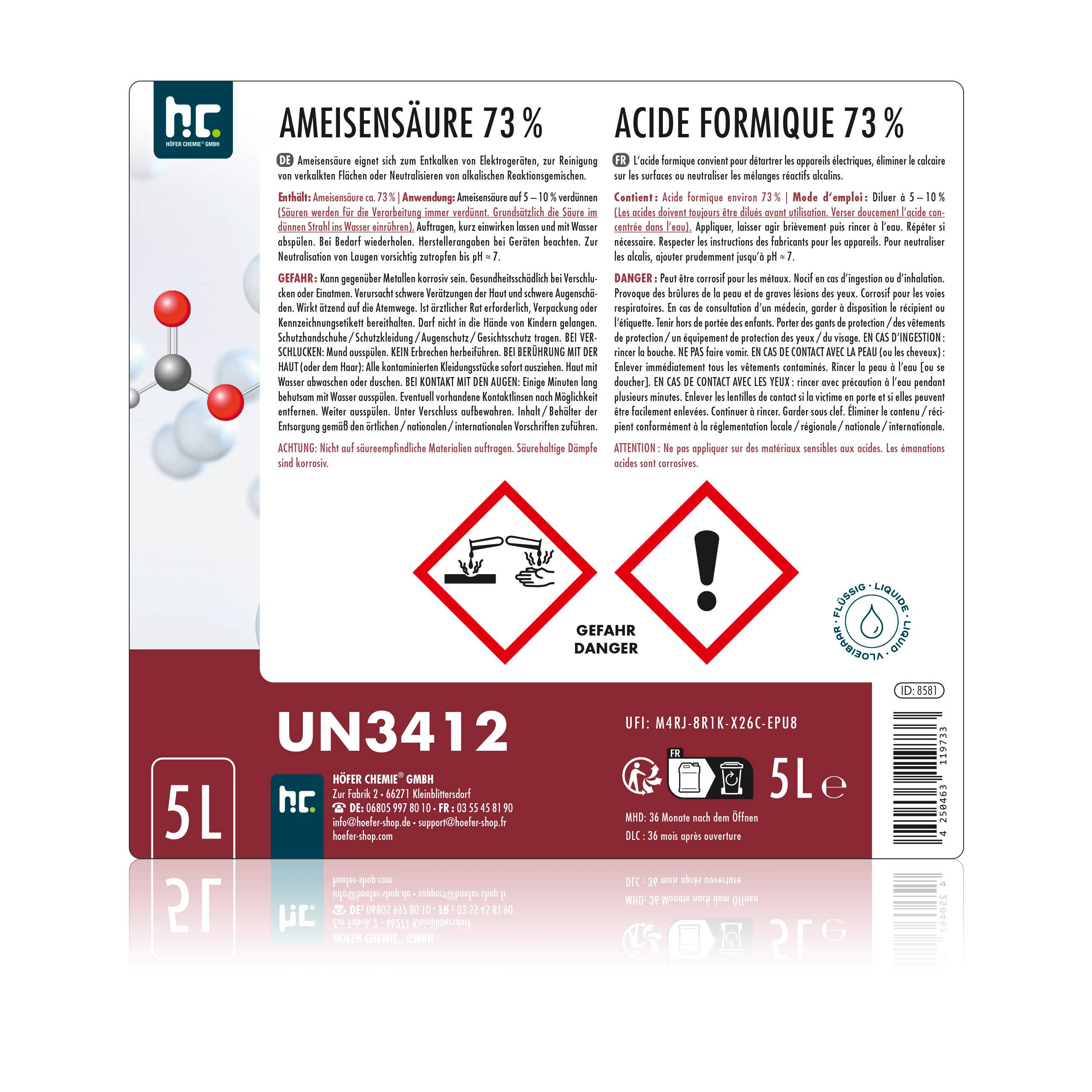 Acide formique 73 % Höfer Chemie® de qualité technique en bidon de 5 L x 2 - Image 6