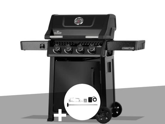 Napoleon - Barbecue gaz Freestyle 425 noir 4 brûleurs avec porte et brûleurs inox + Rôtissoire - Napoléon - Image 1