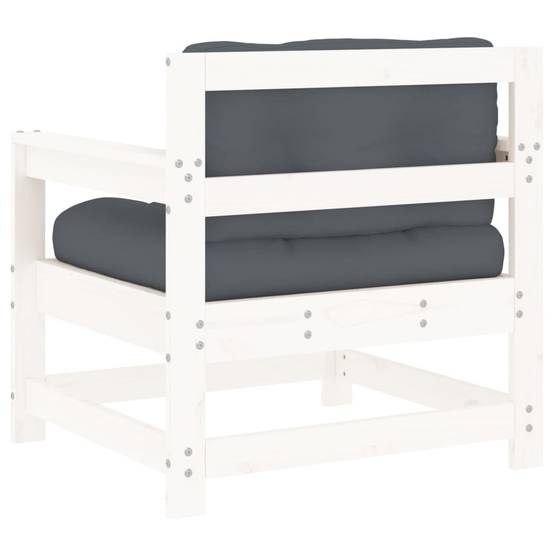 Lot de 2 Chaises de jardin avec coussins - Chaises d'extérieur - Fauteuils de jardin blanc bois de pin massif-JU12679 - Image 6