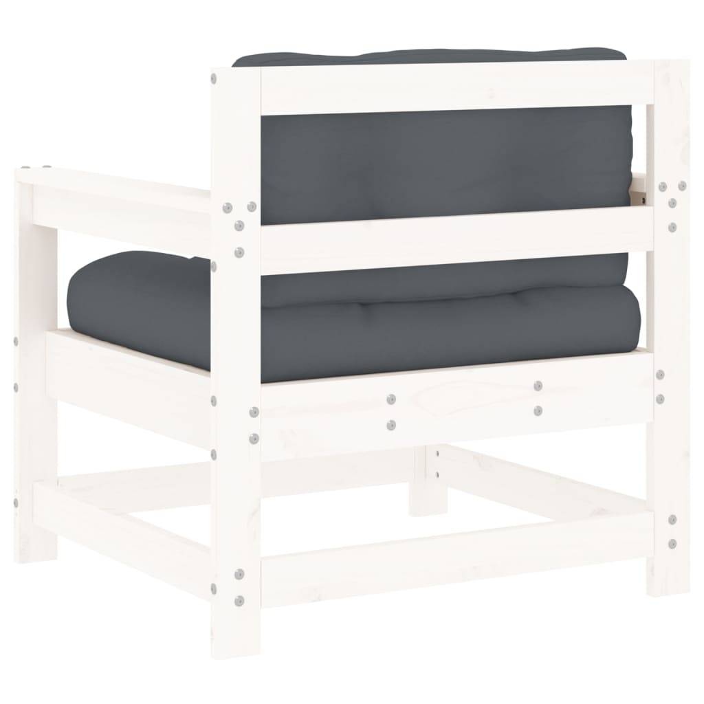 Lot de 2 Chaises de jardin avec coussins - Chaises d'extérieur - Fauteuils de jardin blanc bois de pin massif-JU12679 - Image 6