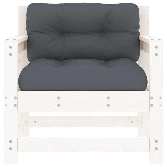 Lot de 2 Chaises de jardin avec coussins - Chaises d'extérieur - Fauteuils de jardin blanc bois de pin massif-JU12679 - Image 4