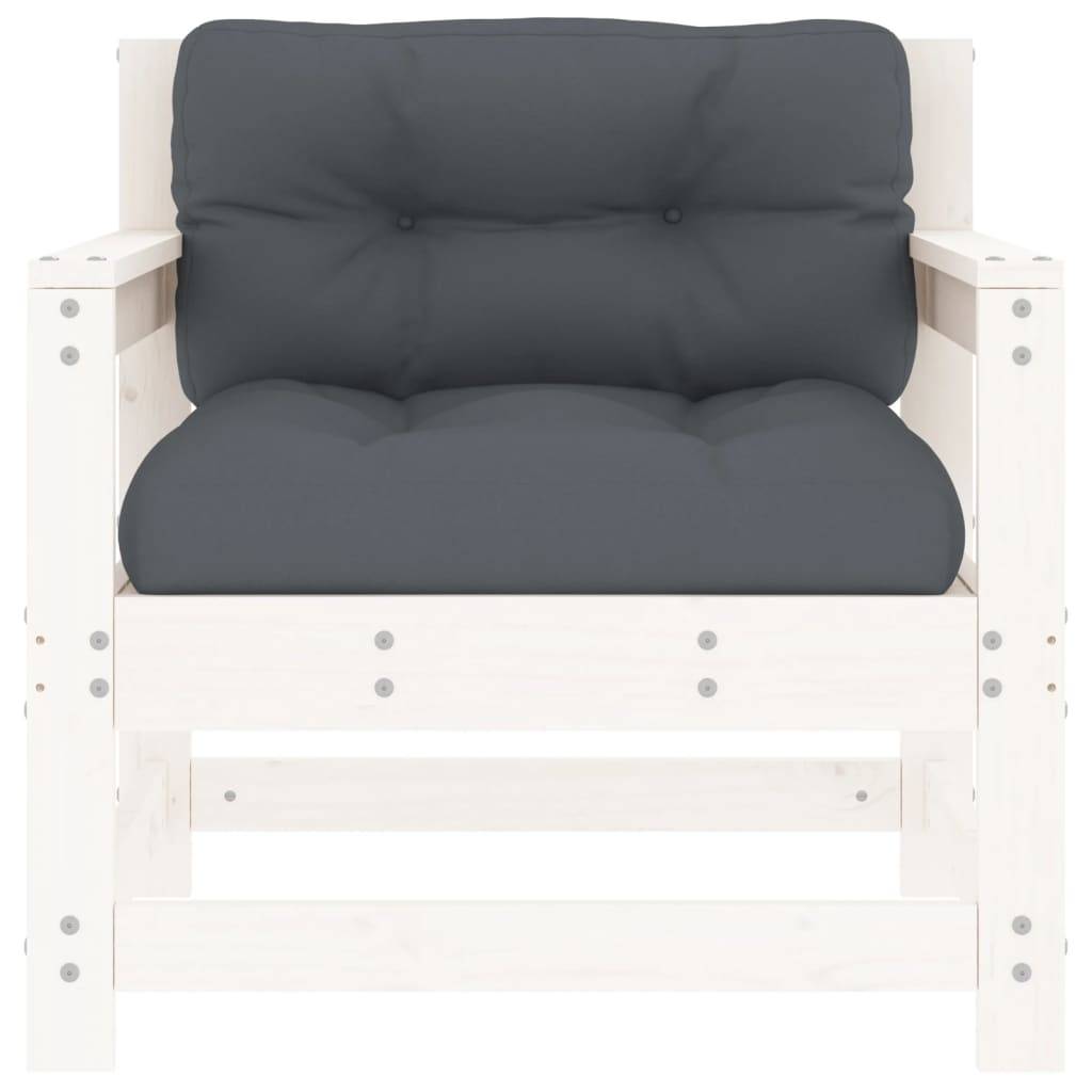 Lot de 2 Chaises de jardin avec coussins - Chaises d'extérieur - Fauteuils de jardin blanc bois de pin massif-JU12679 - Image 4