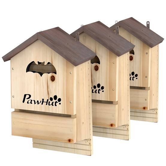 Sans Marque - Ensemble de 3 nichoirs à chauves-souris en bois de sapin, à suspendre dans le jardin, 21,5 x 11,5 x 34 cm - Image 2