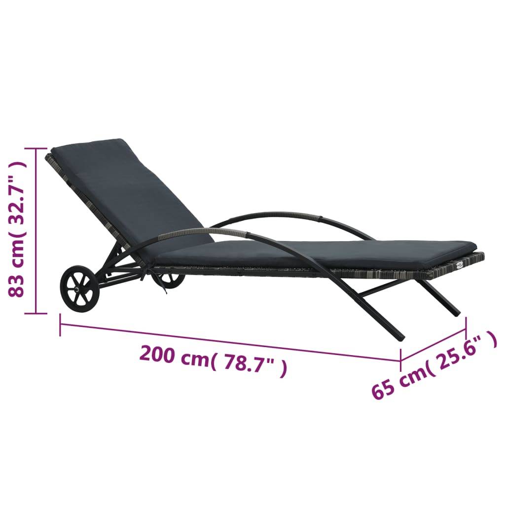 Vidaxl - Chaises longues avec table Résine tressée Anthracite vidaXL 47747 - Image 3