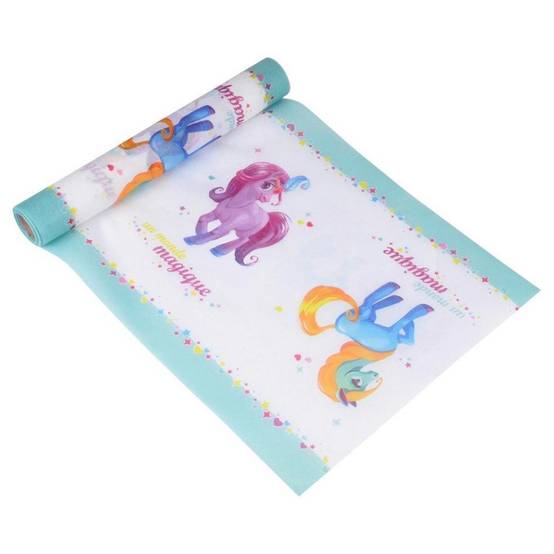 Chemin de Table Jetable "Poney" 28cmx5m Blanc