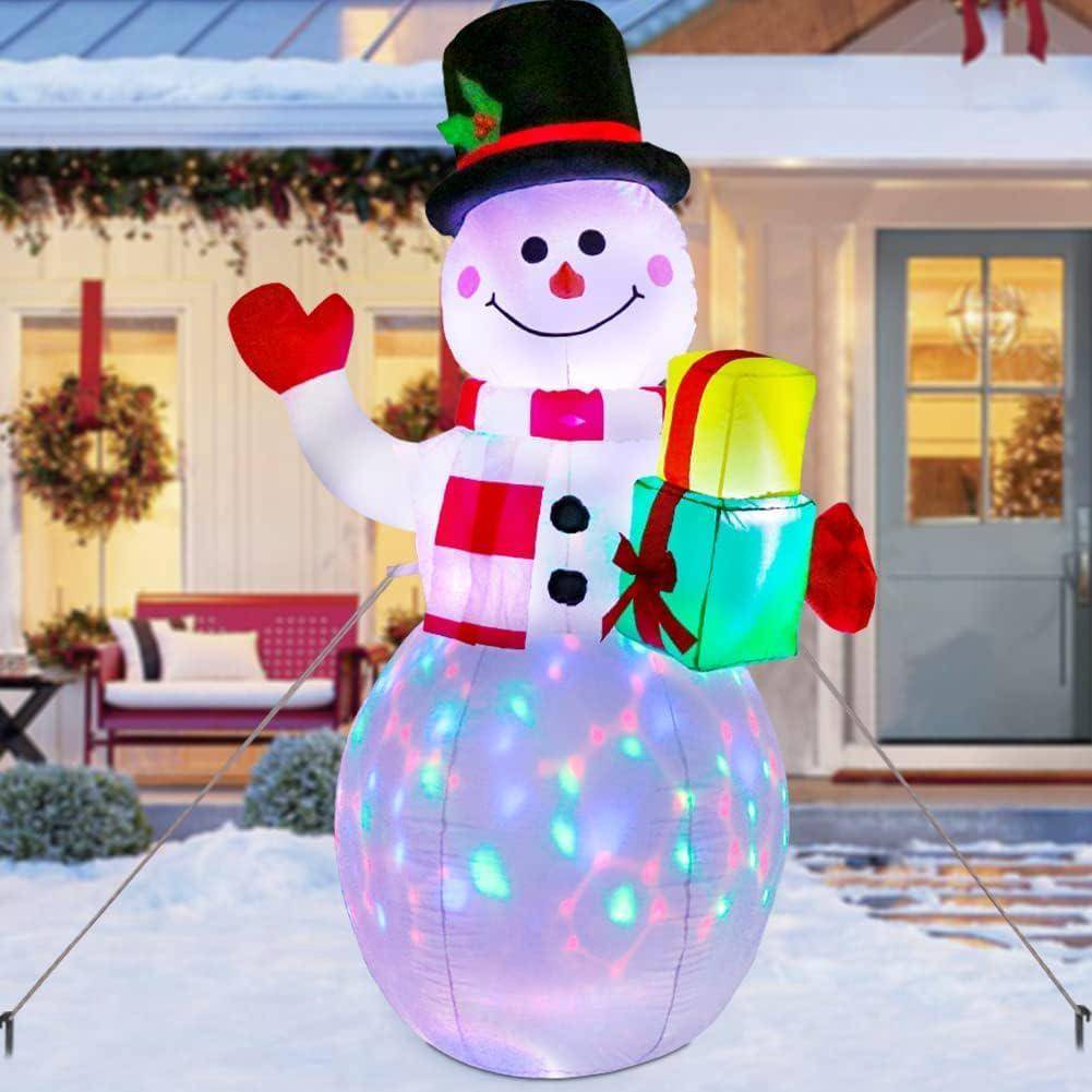 Décoration de jardin gonflable de Noël de 1,5 m, bonhomme de neige gonflable de Noël amélioré avec lumières LED rotatives, convient pour la décoration - Image 1