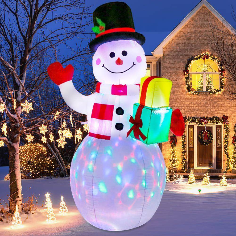 Décoration de jardin gonflable de Noël de 1,5 m, bonhomme de neige gonflable de Noël amélioré avec lumières LED rotatives, convient pour la décoration - Image 6