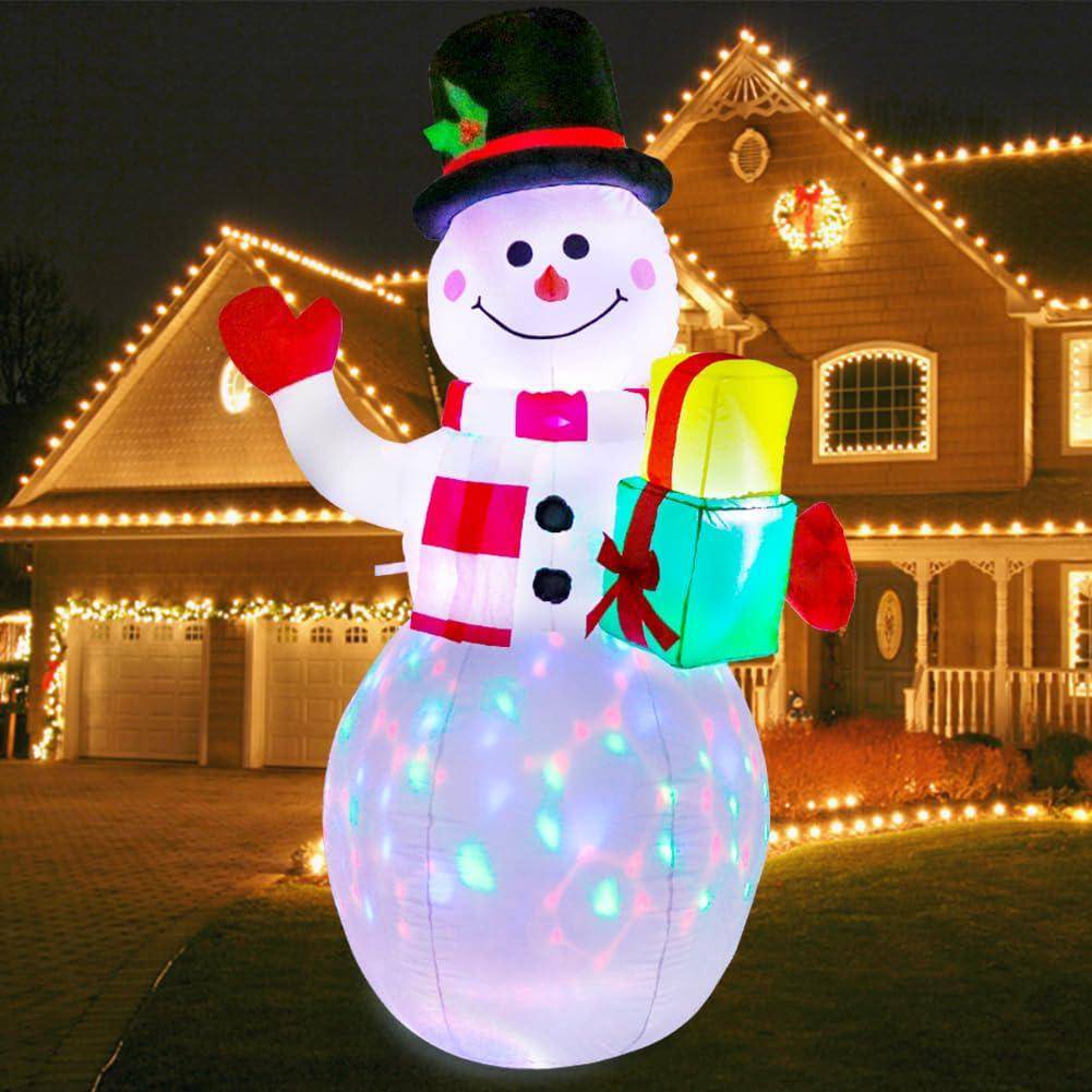Décoration de jardin gonflable de Noël de 1,5 m, bonhomme de neige gonflable de Noël amélioré avec lumières LED rotatives, convient pour la décoration - Image 5