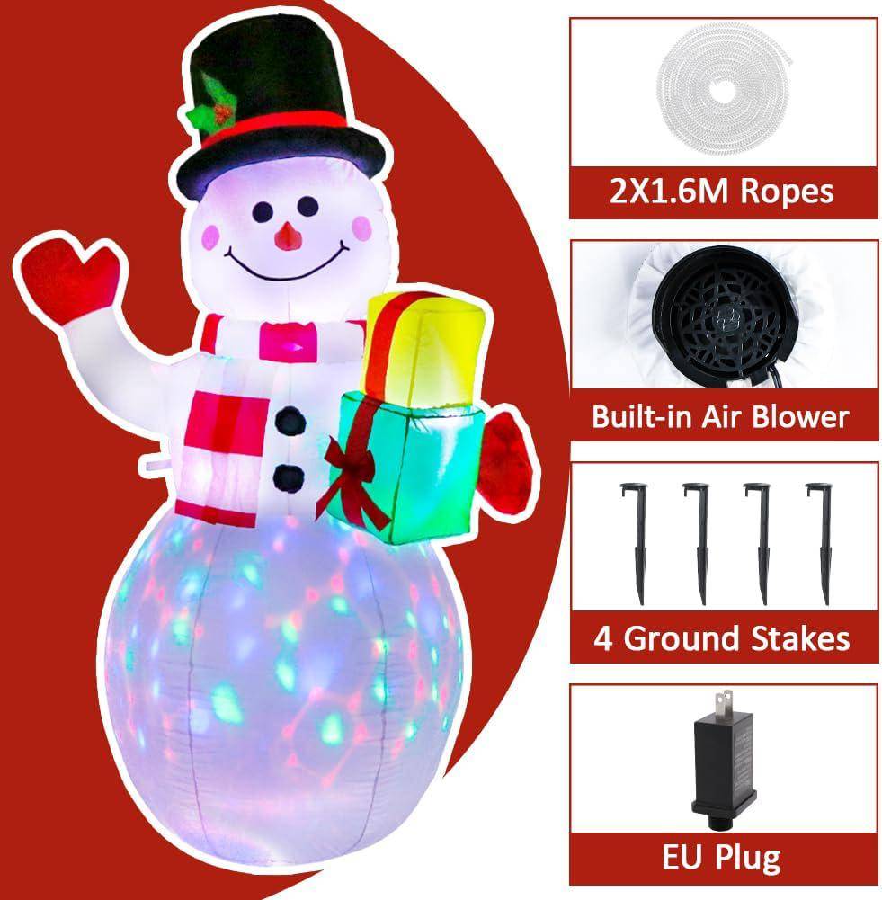 Décoration de jardin gonflable de Noël de 1,5 m, bonhomme de neige gonflable de Noël amélioré avec lumières LED rotatives, convient pour la décoration - Image 2