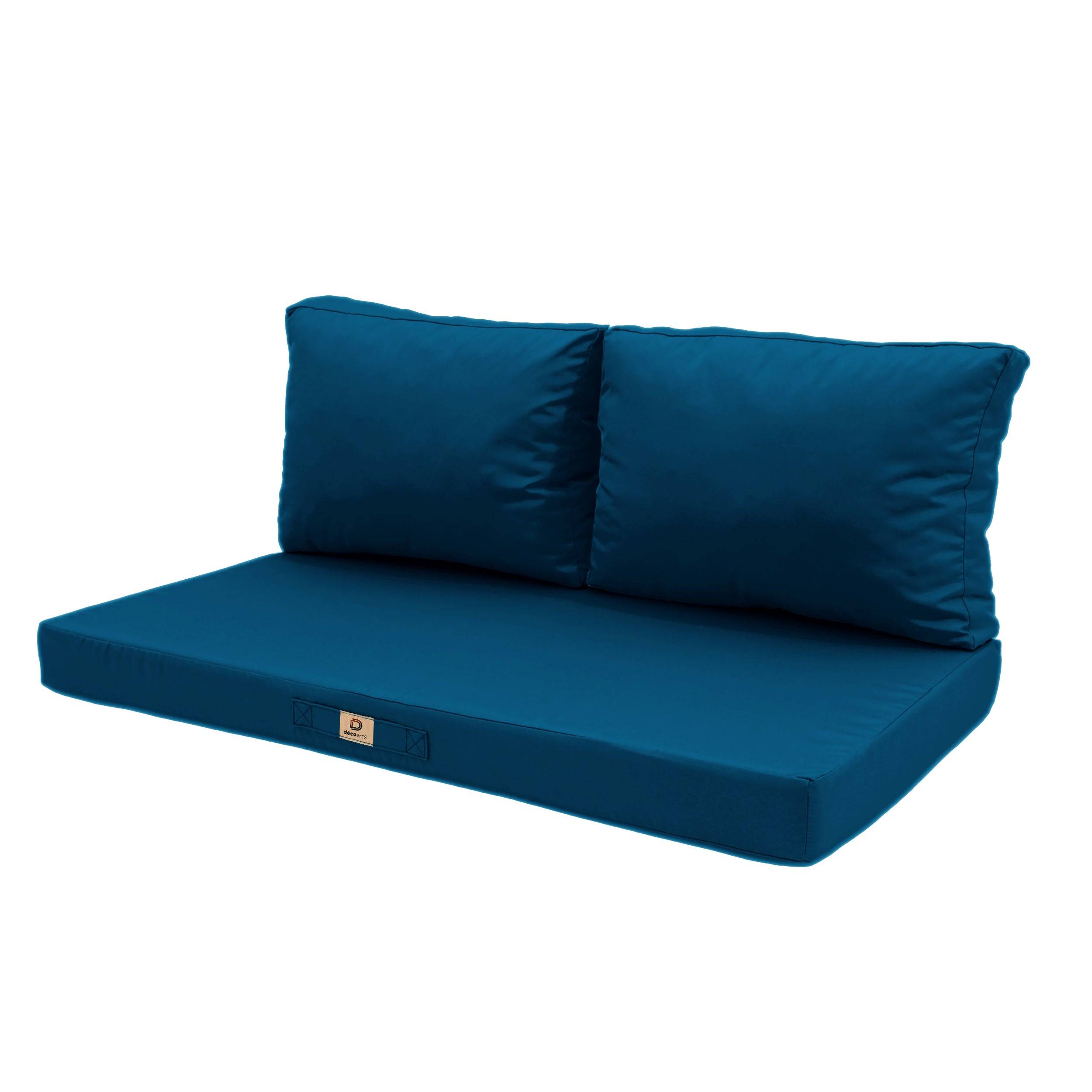 Coussins pour salon de jardin déhoussable 100x50cm Bleu pétrole - Déco arts - Image 1